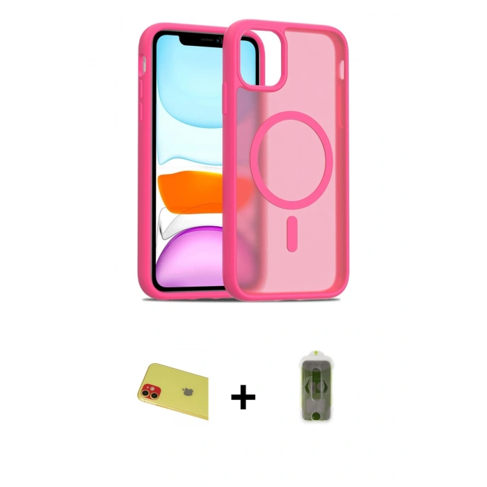 MARSİLYAN™- iPhone 11 Kılıf Siluet Minimal Prime - Siyah Joko Magic 5D Hayalet Cam + Rainbow Kamera Lens Koruma Cam - KI