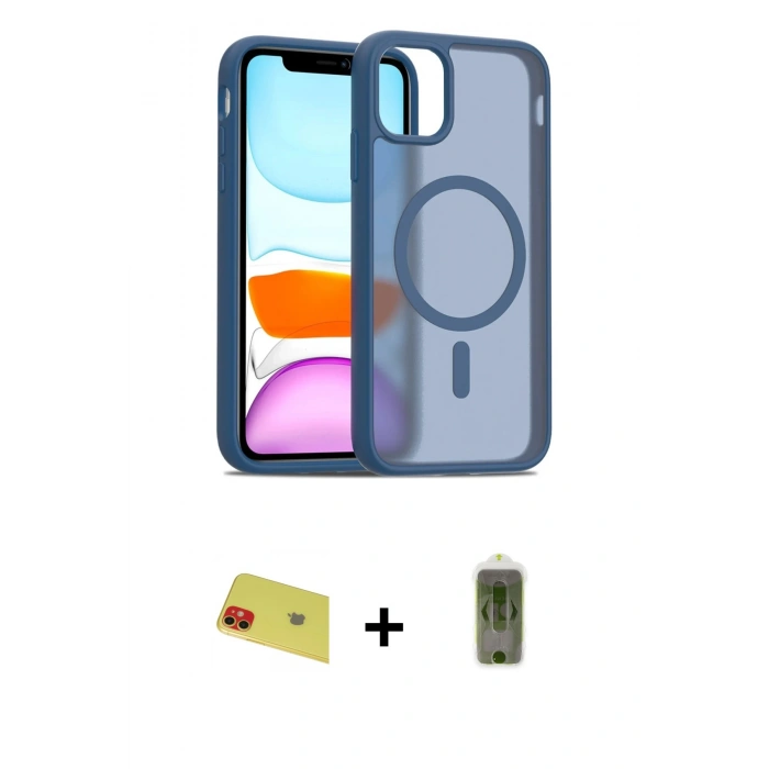 MARSİLYAN™- iPhone 11 Kılıf Siluet Minimal Prime - Siyah Joko Magic 5D Hayalet Cam + Rainbow Kamera Lens Koruma Cam - KI