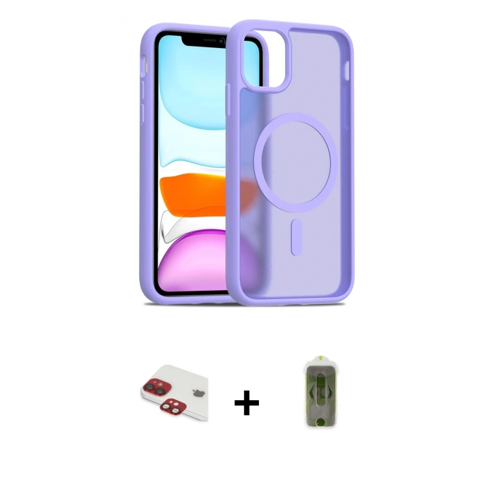 MARSİLYAN™- iPhone 11 Kılıf Siluet Minimal Prime - Siyah Joko Magic 5D Hayalet Cam + Pers Alüminyum Kamera Lens - KI