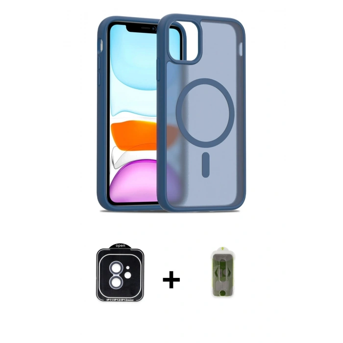 MARSİLYAN™- iPhone 11 Kılıf Siluet Minimal Prime - Siyah Joko Magic 5D Hayalet Cam + PVD Metal Kamera Lens - MI