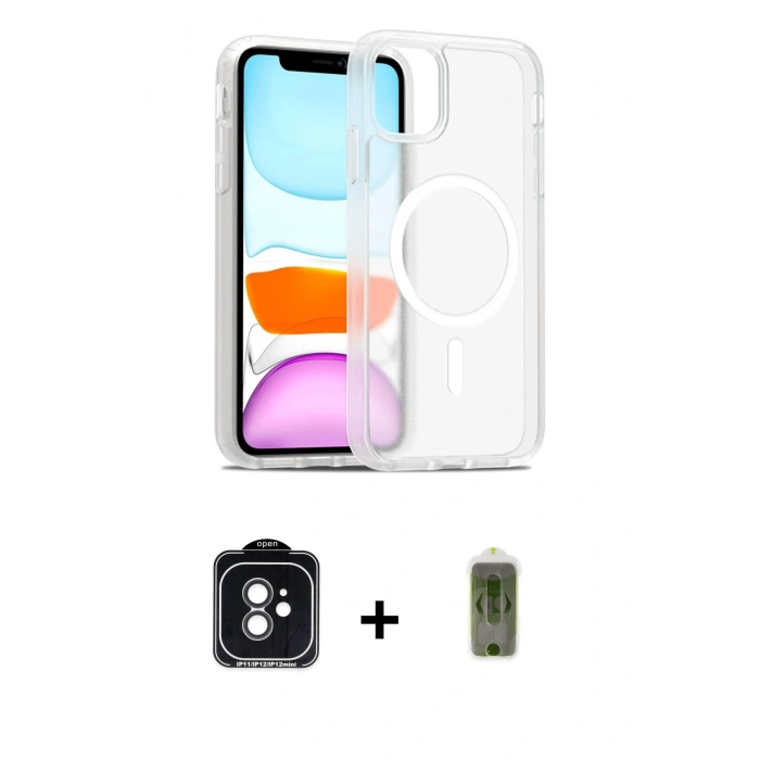 MARSİLYAN™- iPhone 11 Kılıf Siluet Minimal Prime - Siyah Joko Magic 5D Hayalet Cam + PVD Metal Kamera Lens - SH
