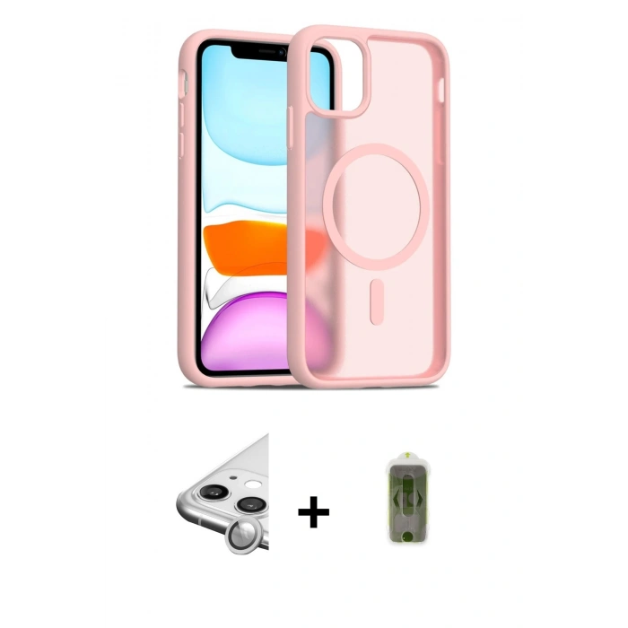 MARSİLYAN™- iPhone 11 Kılıf Siluet Minimal Prime - Siyah Joko Magic 5D Hayalet Cam + Raze Metal Kamera Lens - GS