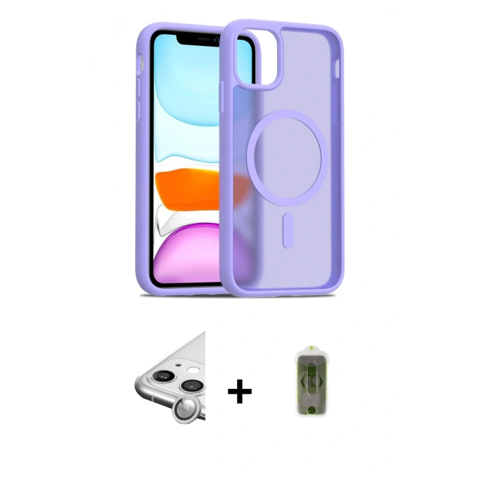 MARSİLYAN™- iPhone 11 Kılıf Siluet Minimal Prime - Siyah Joko Magic 5D Hayalet Cam + Raze Metal Kamera Lens - GS