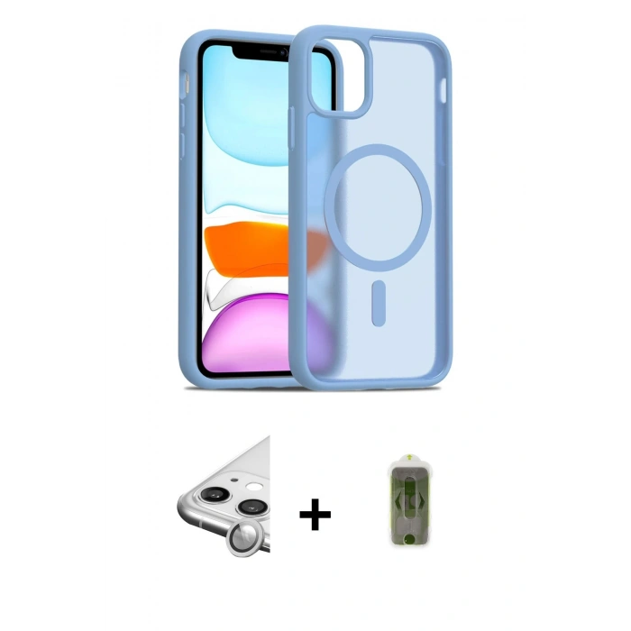 MARSİLYAN™- iPhone 11 Kılıf Siluet Minimal Prime - Siyah Joko Magic 5D Hayalet Cam + Raze Metal Kamera Lens - GS