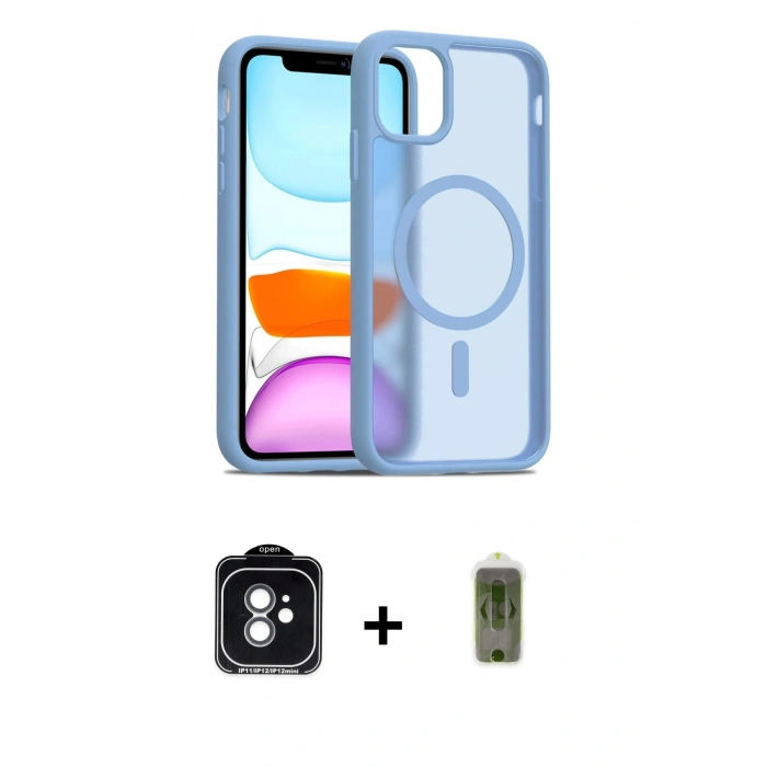 MARSİLYAN™- iPhone 11 Kılıf Siluet Minimal Prime - Siyah Joko Magic 5D Hayalet Cam + PVD Metal Kamera Lens - YL