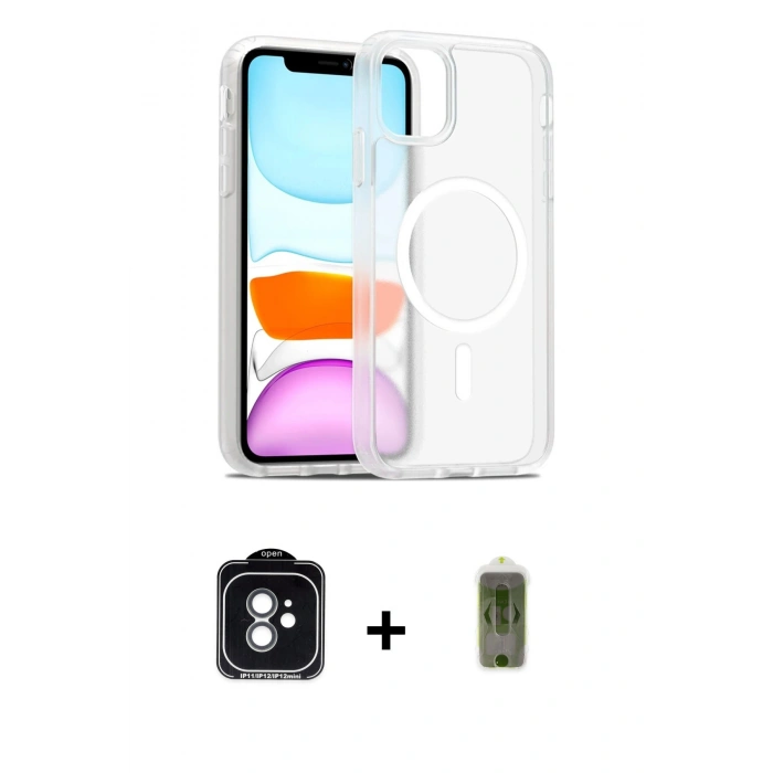 MARSİLYAN™- iPhone 11 Kılıf Siluet Minimal Prime - Siyah Joko Magic 5D Hayalet Cam + PVD Metal Kamera Lens - YL