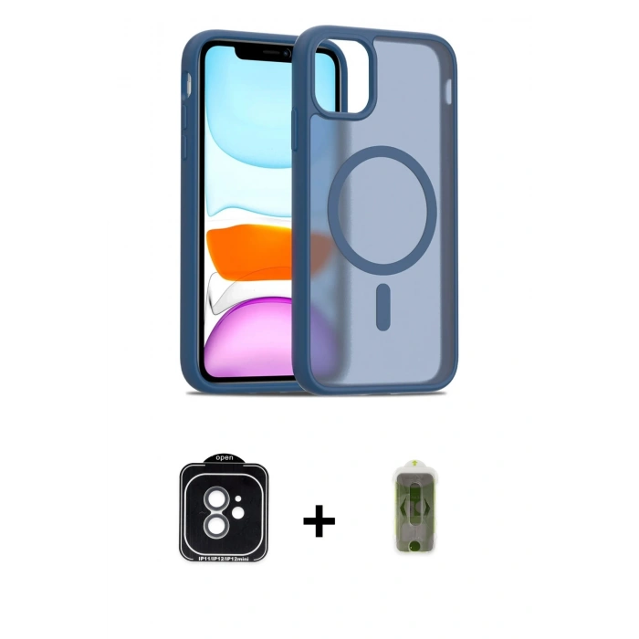 MARSİLYAN™- iPhone 11 Kılıf Siluet Minimal Prime - Siyah Joko Magic 5D Hayalet Cam + PVD Metal Kamera Lens - YL