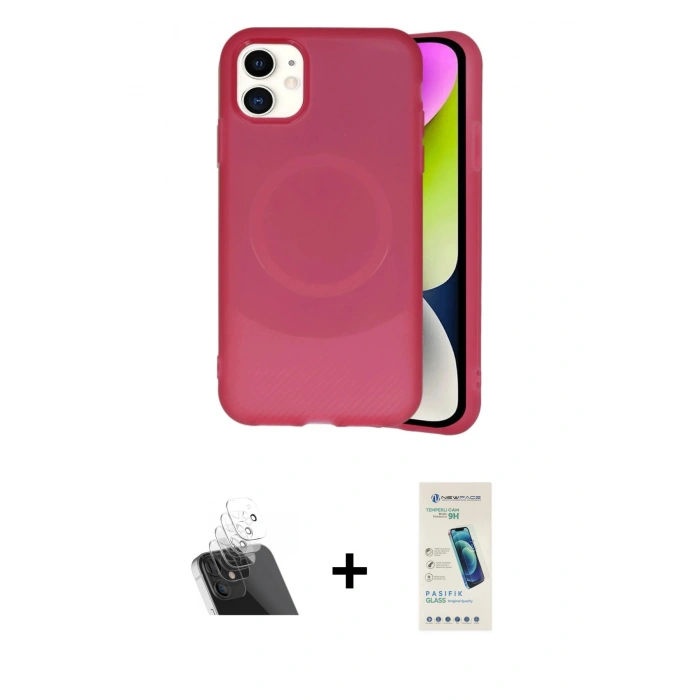 MARSİLYAN™- iPhone 11 Kılıf Ufuk Serisi - Şeffaf Pasifik Cam Ekran Koruyucu + Kamera Lens Koruma Cam - SF