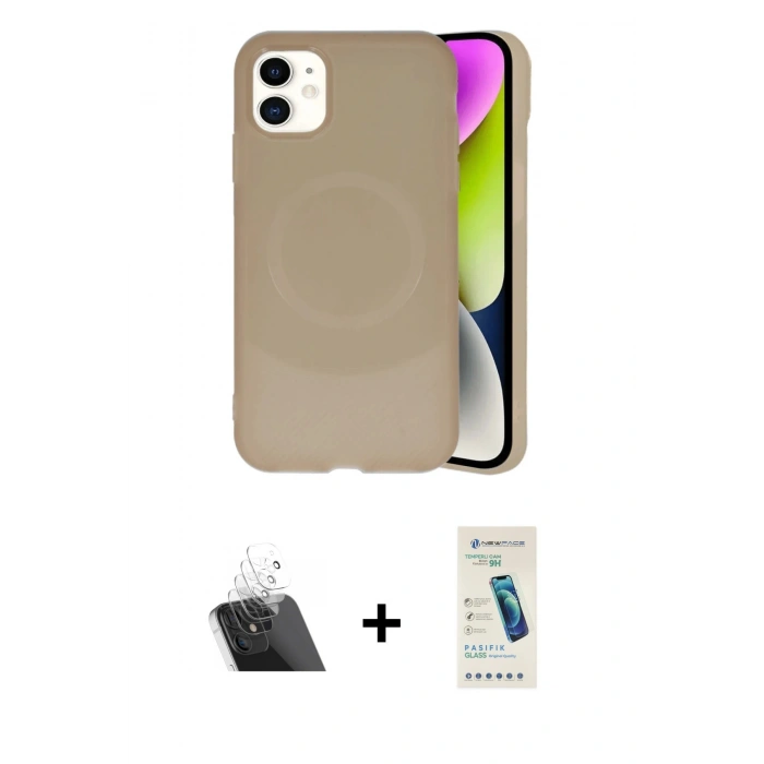 MARSİLYAN™- iPhone 11 Kılıf Ufuk Serisi - Şeffaf Pasifik Cam Ekran Koruyucu + Kamera Lens Koruma Cam - SF