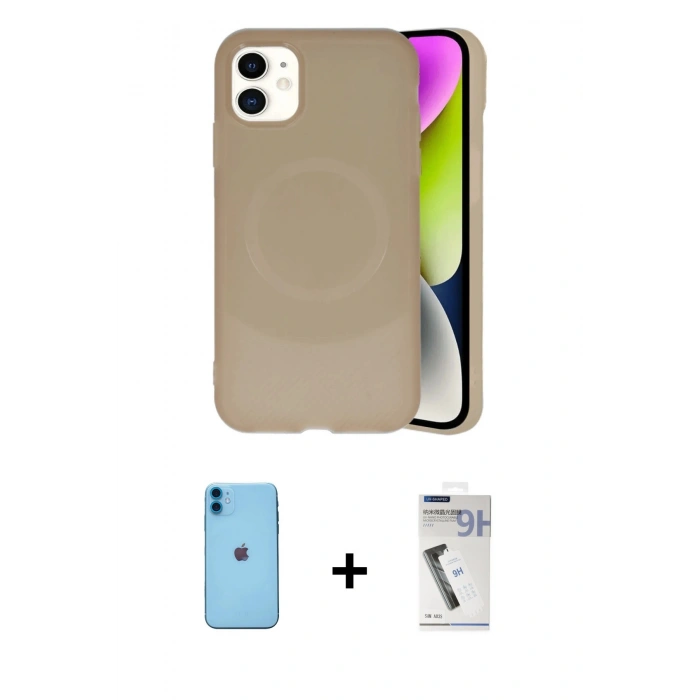 MARSİLYAN™- iPhone 11 Kılıf Ufuk Serisi - Şeffaf Uv Polymer Nano Ekran Koruyucu + Neon Fosforlu Kamera Lens - MI