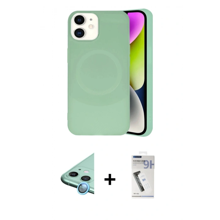 MARSİLYAN™- iPhone 11 Kılıf Ufuk Serisi - Şeffaf Uv Polymer Nano Ekran Koruyucu + Raze Metal Kamera Lens - MI