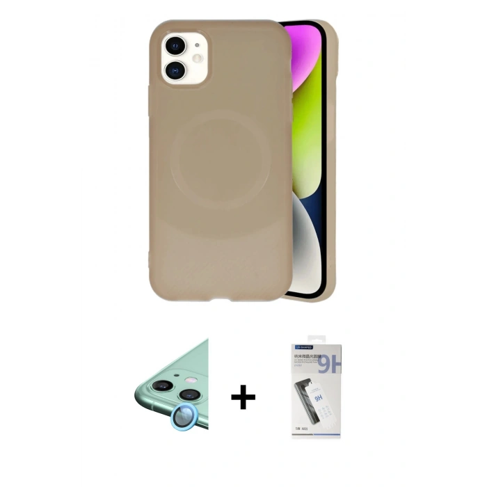 MARSİLYAN™- iPhone 11 Kılıf Ufuk Serisi - Şeffaf Uv Polymer Nano Ekran Koruyucu + Raze Metal Kamera Lens - MI