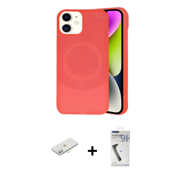 MARSİLYAN™- iPhone 11 Kılıf Ufuk Serisi - Şeffaf Uv Polymer Nano Ekran Koruyucu + Renkli Kamera Lens Koruma Cam - SI
