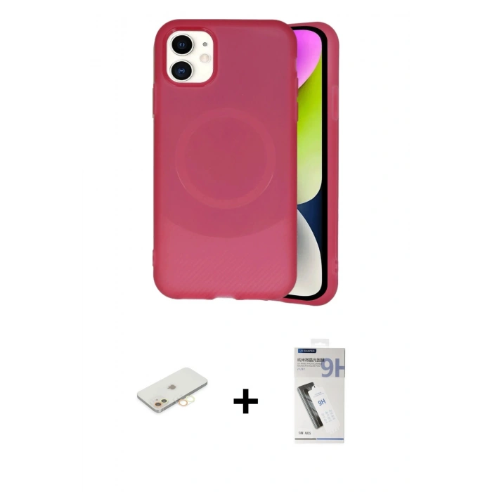 MARSİLYAN™- iPhone 11 Kılıf Ufuk Serisi - Şeffaf Uv Polymer Nano Ekran Koruyucu + Renkli Kamera Lens Koruma Cam - SI