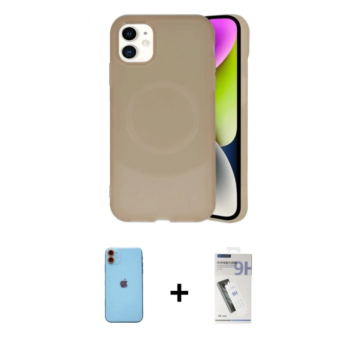 MARSİLYAN™- iPhone 11 Kılıf Ufuk Serisi - Şeffaf Uv Polymer Nano Ekran Koruyucu + Neon Fosforlu Kamera Lens - TU