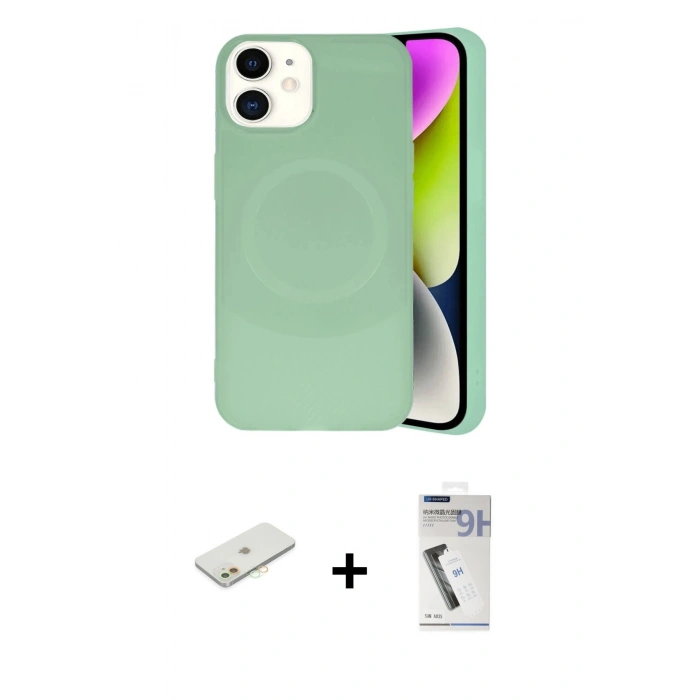 MARSİLYAN™- iPhone 11 Kılıf Ufuk Serisi - Şeffaf Uv Polymer Nano Ekran Koruyucu + Turuncu Renkli Kamera Lens Koruma Cam
