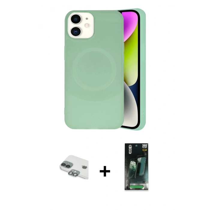 MARSİLYAN™- iPhone 11 Kılıf Ufuk Serisi - Siyah 360 Mat Full Body Arka Koruyucu + Pers Alüminyum Kamera Lens - YL