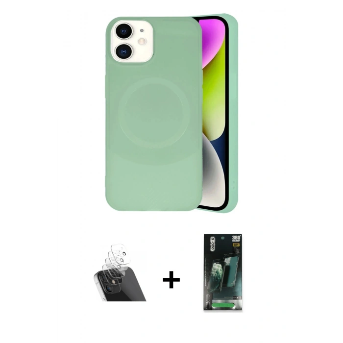 MARSİLYAN™- iPhone 11 Kılıf Ufuk Serisi - Siyah 360 Mat Full Body Arka Koruyucu + Kamera Lens Koruma Cam - SF