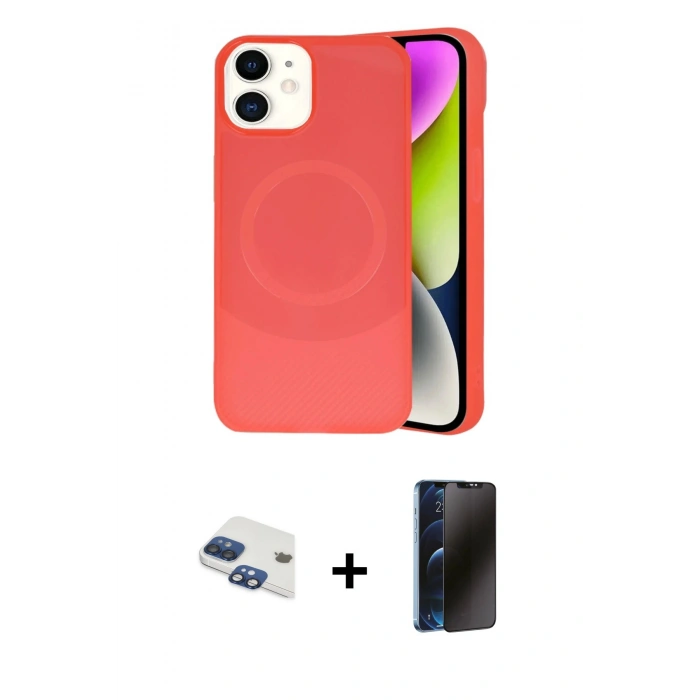 MARSİLYAN™- iPhone 11 Kılıf Ufuk Serisi - Siyah 3D Antistatik Hayalet Cam Ekran Koruyucu + Pers Alüminyum Kamera Lens - LT