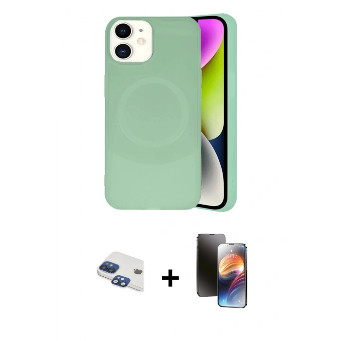 MARSİLYAN™- iPhone 11 Kılıf Ufuk Serisi - Siyah 3D Antistatik Mat Seramik Nano Ekran Koruyucu + Pers Alüminyum Kamera Lens - LT