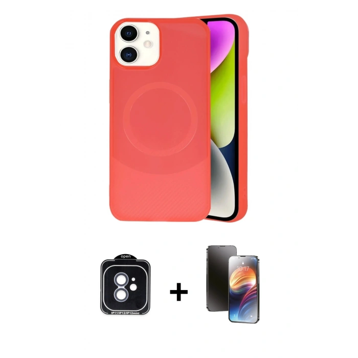 MARSİLYAN™- iPhone 11 Kılıf Ufuk Serisi - Siyah 3D Antistatik Mat Seramik Nano Ekran Koruyucu + PVD Metal Kamera Lens - MI
