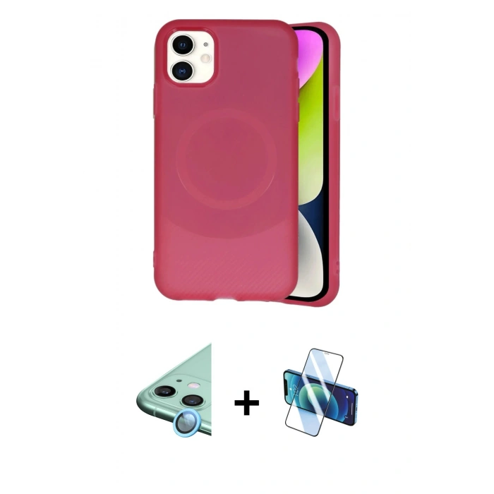 MARSİLYAN™- iPhone 11 Kılıf Ufuk Serisi - Siyah 3D Antistatik Seramik Nano Ekran Koruyucu + Raze Metal Kamera Lens - MI