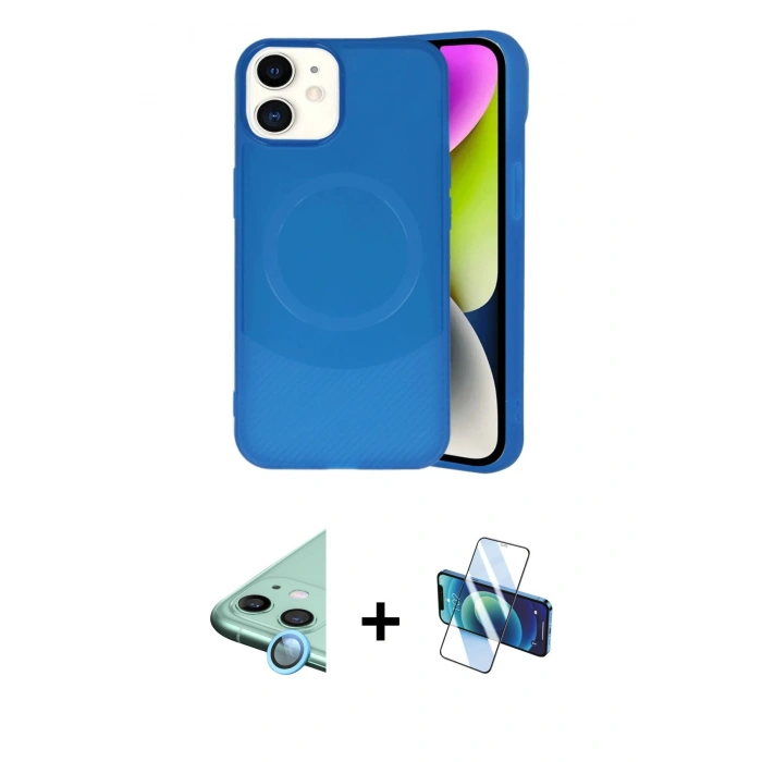 MARSİLYAN™- iPhone 11 Kılıf Ufuk Serisi - Siyah 3D Antistatik Seramik Nano Ekran Koruyucu + Raze Metal Kamera Lens - MI