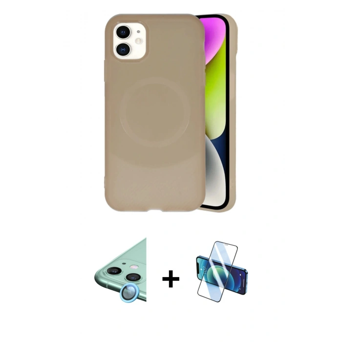 MARSİLYAN™- iPhone 11 Kılıf Ufuk Serisi - Siyah 3D Antistatik Seramik Nano Ekran Koruyucu + Raze Metal Kamera Lens - MI