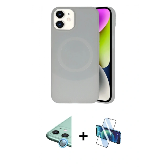 MARSİLYAN™- iPhone 11 Kılıf Ufuk Serisi - Siyah 3D Antistatik Seramik Nano Ekran Koruyucu + Raze Metal Kamera Lens - MI