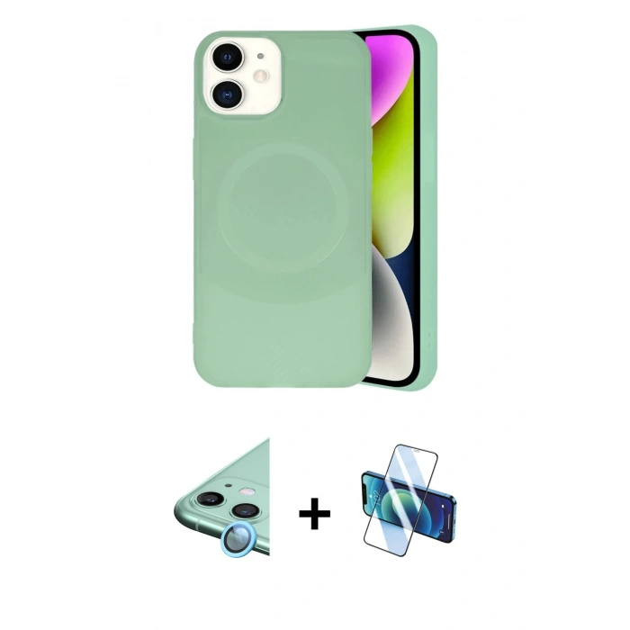 MARSİLYAN™- iPhone 11 Kılıf Ufuk Serisi - Siyah 3D Antistatik Seramik Nano Ekran Koruyucu + Raze Metal Kamera Lens - MI