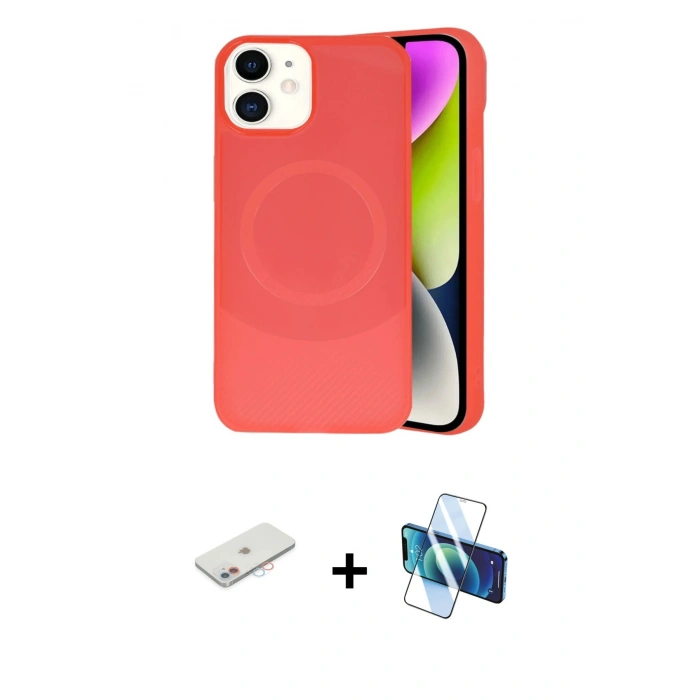 MARSİLYAN™- iPhone 11 Kılıf Ufuk Serisi - Siyah 3D Antistatik Seramik Nano Ekran Koruyucu + Renkli Kamera Lens Koruma Cam - PE