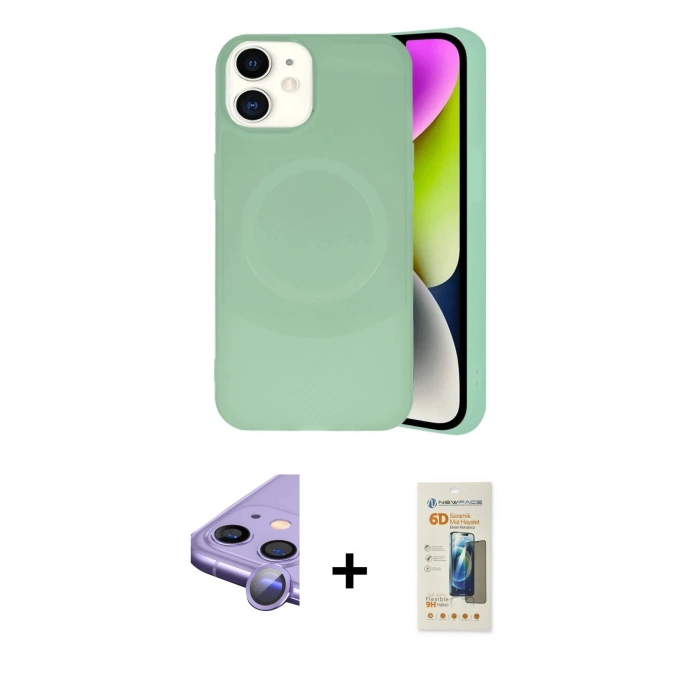 MARSİLYAN™- iPhone 11 Kılıf Ufuk Serisi - Siyah 6D Mat Seramik Hayalet Nano Ekran Koruyucu + Raze Metal Kamera Lens - MR