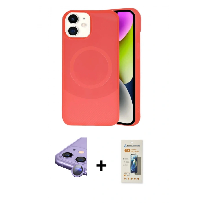 MARSİLYAN™- iPhone 11 Kılıf Ufuk Serisi - Siyah 6D Mat Seramik Hayalet Nano Ekran Koruyucu + Raze Metal Kamera Lens - MR