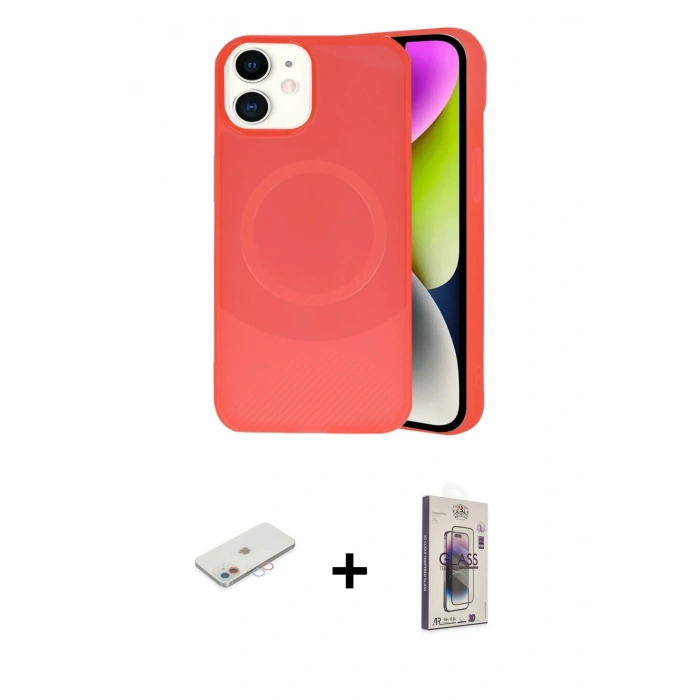 MARSİLYAN™- iPhone 11 Kılıf Ufuk Serisi - Siyah Bilvis 3D Cam Ekran Koruyucu + Renkli Kamera Lens Koruma Cam - PE