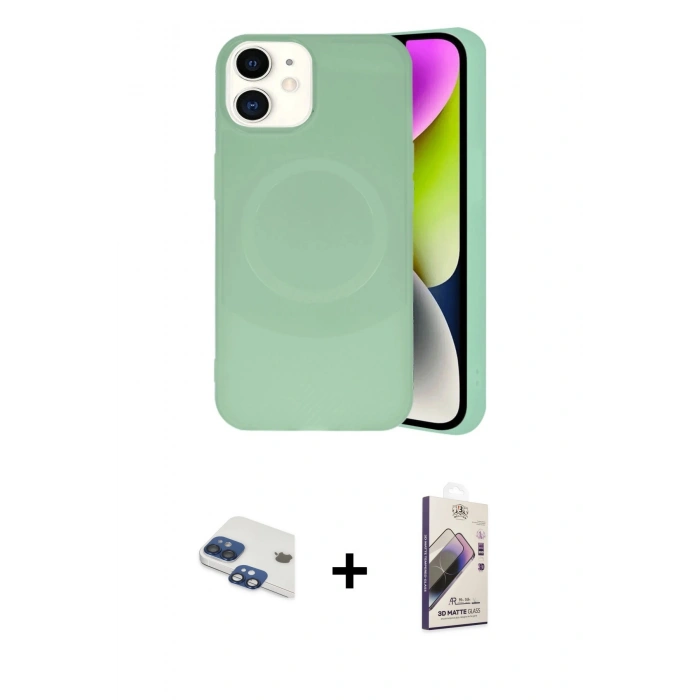 MARSİLYAN™- iPhone 11 Kılıf Ufuk Serisi - Siyah Bilvis 3D Mat Cam Ekran Koruyucu + Pers Alüminyum Kamera Lens - LT