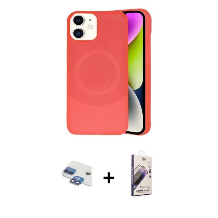 MARSİLYAN™- iPhone 11 Kılıf Ufuk Serisi - Siyah Bilvis 3D Mat Cam Ekran Koruyucu + Pers Alüminyum Kamera Lens - GI