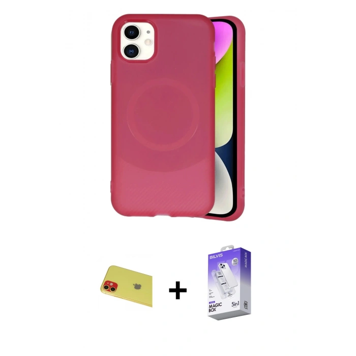 MARSİLYAN™- iPhone 11 Kılıf Ufuk Serisi - Siyah Bilvis 5in1 3D Magic Cam Ekran Koruyucu + Rainbow Kamera Lens Koruma Cam - KI