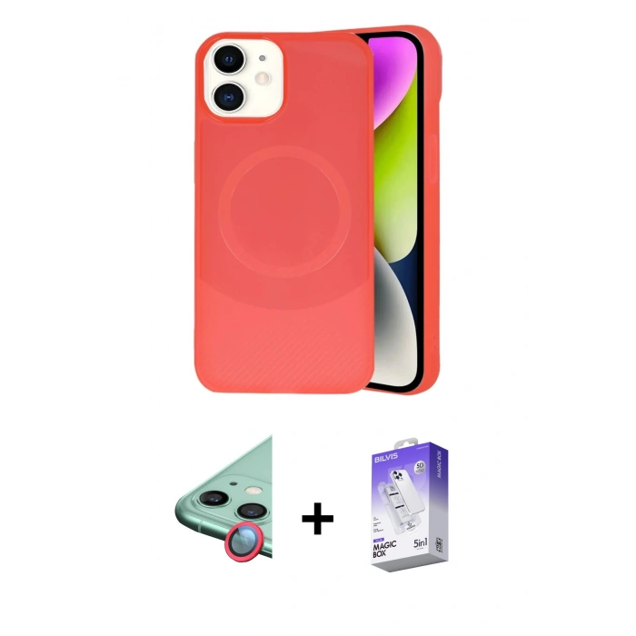 MARSİLYAN™- iPhone 11 Kılıf Ufuk Serisi - Siyah Bilvis 5in1 3D Magic Cam Ekran Koruyucu + Raze Metal Kamera Lens - KI