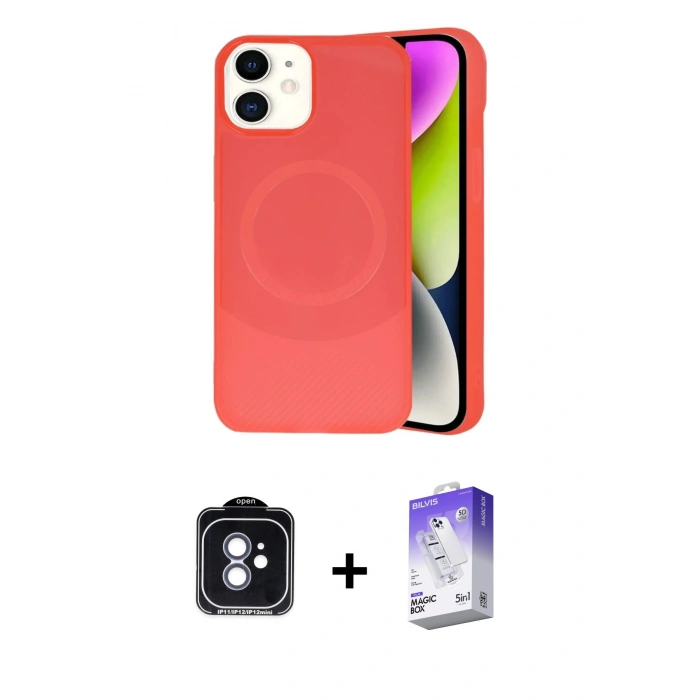 MARSİLYAN™- iPhone 11 Kılıf Ufuk Serisi - Siyah Bilvis 5in1 3D Magic Cam Ekran Koruyucu + PVD Metal Kamera Lens - MI