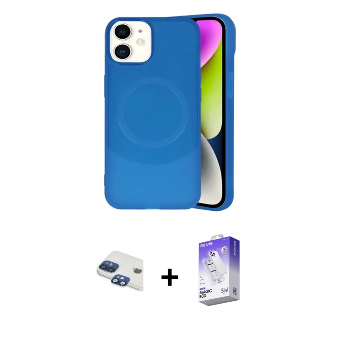 MARSİLYAN™- iPhone 11 Kılıf Ufuk Serisi - Siyah Bilvis 5in1 3D Magic Cam Ekran Koruyucu + Pers Alüminyum Kamera Lens - LT
