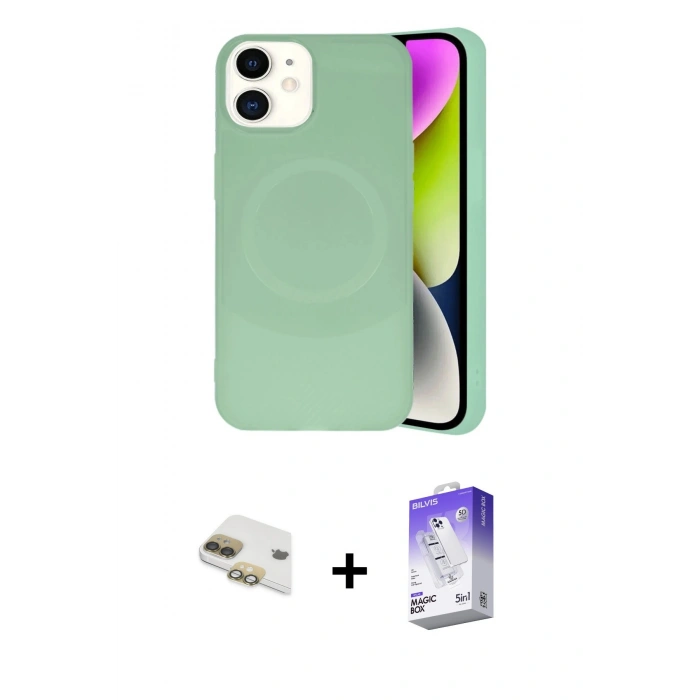 MARSİLYAN™- iPhone 11 Kılıf Ufuk Serisi - Siyah Bilvis 5in1 3D Magic Cam Ekran Koruyucu + Pers Alüminyum Kamera Lens - GD