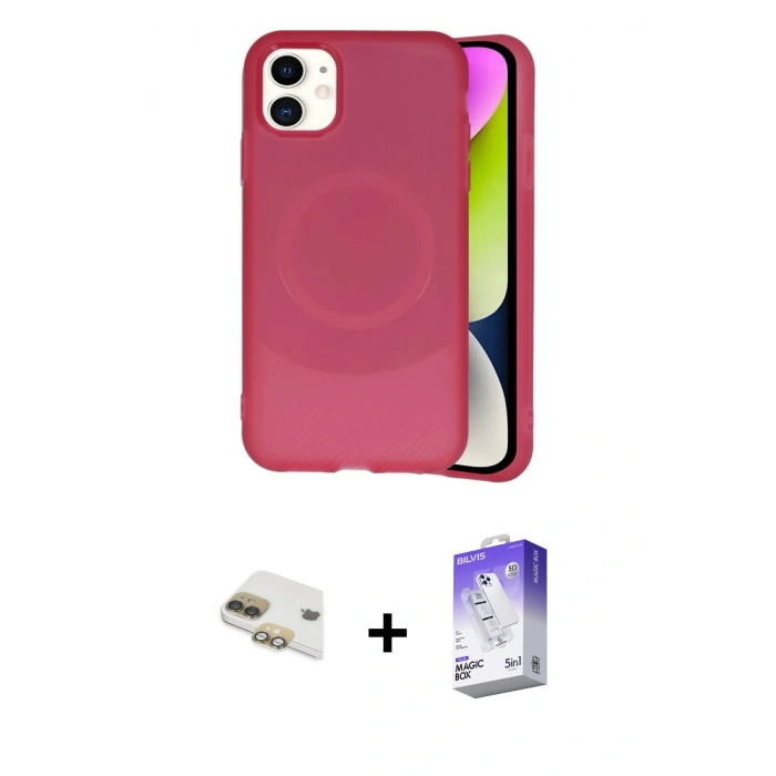 MARSİLYAN™- iPhone 11 Kılıf Ufuk Serisi - Siyah Bilvis 5in1 3D Magic Cam Ekran Koruyucu + Pers Alüminyum Kamera Lens - GD