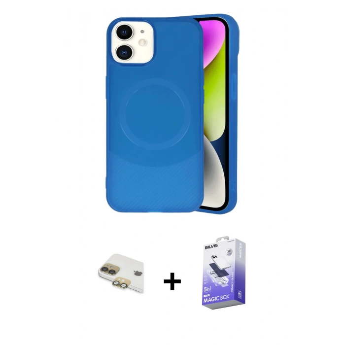 MARSİLYAN™- iPhone 11 Kılıf Ufuk Serisi - Siyah Bilvis 5in1 5D Magic Hayalet Cam Ekran Koruyucu + Pers Alüminyum Kamera Lens - GD