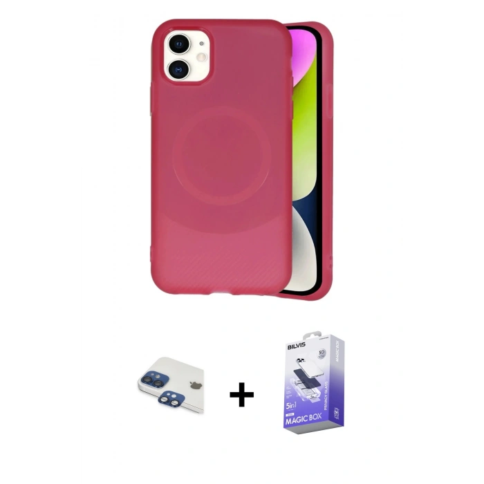 MARSİLYAN™- iPhone 11 Kılıf Ufuk Serisi - Siyah Bilvis 5in1 5D Magic Hayalet Cam Ekran Koruyucu + Pers Alüminyum Kamera Lens - LT