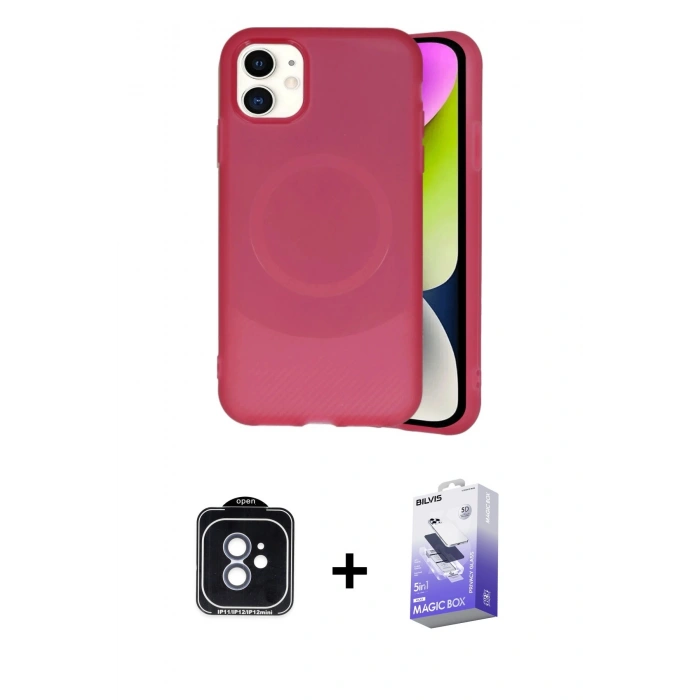 MARSİLYAN™- iPhone 11 Kılıf Ufuk Serisi - Siyah Bilvis 5in1 5D Magic Hayalet Cam Ekran Koruyucu + PVD Metal Kamera Lens - MI