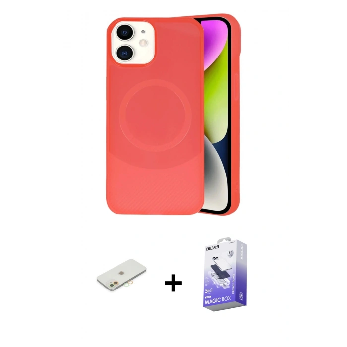 MARSİLYAN™- iPhone 11 Kılıf Ufuk Serisi - Siyah Bilvis 5in1 5D Magic Hayalet Cam Ekran Koruyucu + Renkli Kamera Lens Koruma Cam - TU