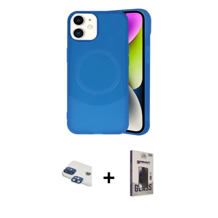 MARSİLYAN™- iPhone 11 Kılıf Ufuk Serisi - Siyah Bilvis Hayalet Cam Ekran Koruyucu + Pers Alüminyum Kamera Lens - LT