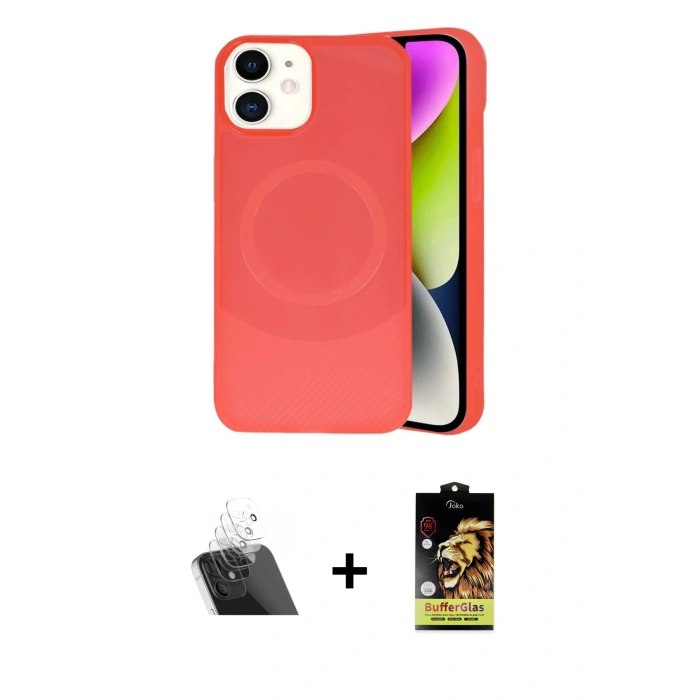 MARSİLYAN™- iPhone 11 Kılıf Ufuk Serisi - Siyah Buffer Cam Ekran Koruyucu + Kamera Lens Koruma Cam - SF