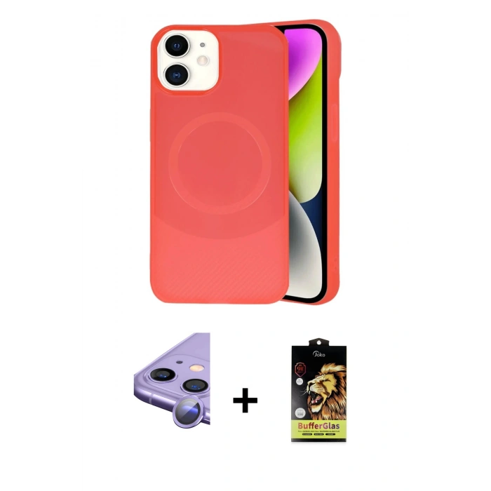 MARSİLYAN™- iPhone 11 Kılıf Ufuk Serisi - Siyah Buffer Cam Ekran Koruyucu + Raze Metal Kamera Lens - MR