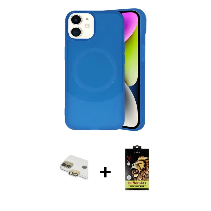 MARSİLYAN™- iPhone 11 Kılıf Ufuk Serisi - Siyah Buffer Cam Ekran Koruyucu + Pers Alüminyum Kamera Lens - GD